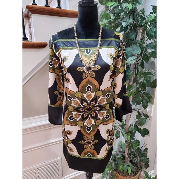 Ashley Stewart Stretch Multicolor Slit Shoulder Long Sleeve Top Blouse 14/16 - Picture 1 of 14